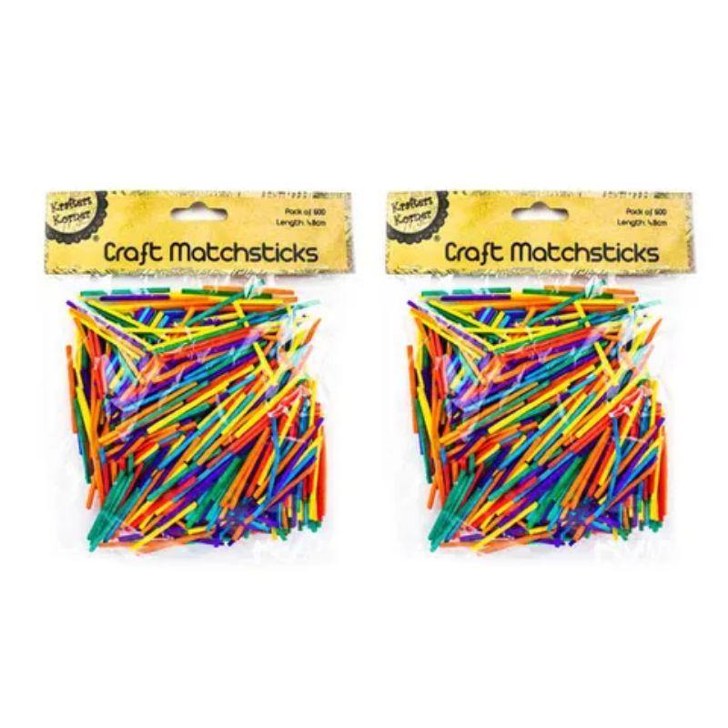 600 Pack Craft Coloured Match Sticks - 5cm - The Base Warehouse