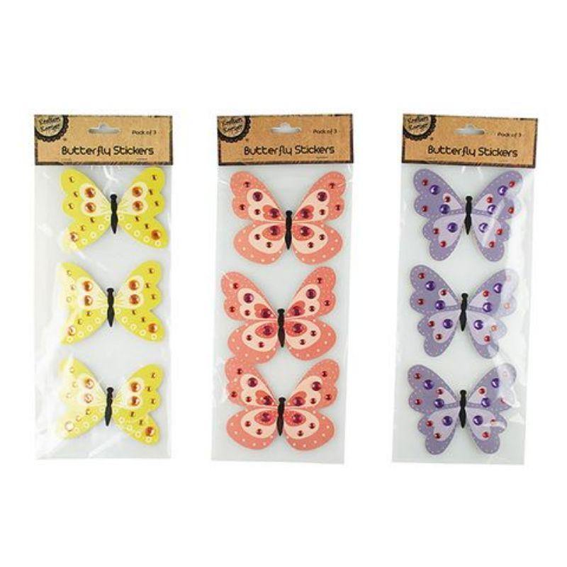 3 Pack Butterflies with Gems