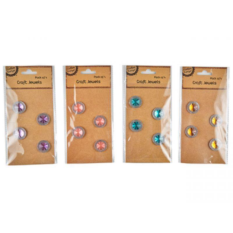 4 Pack Craft Round Jewels - 2.5cm - The Base Warehouse