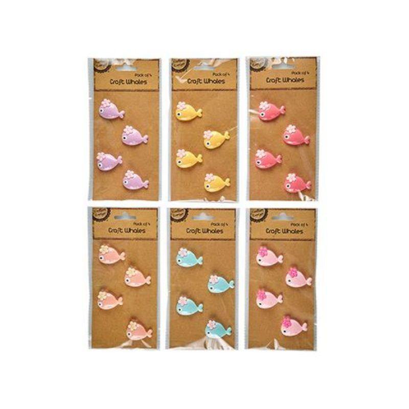 4 Pack Craft Whales - 3.5cm x 2.5cm - The Base Warehouse