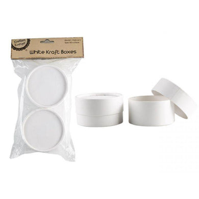 2 Pack White Round Paper Boxes - 8.5cm - The Base Warehouse