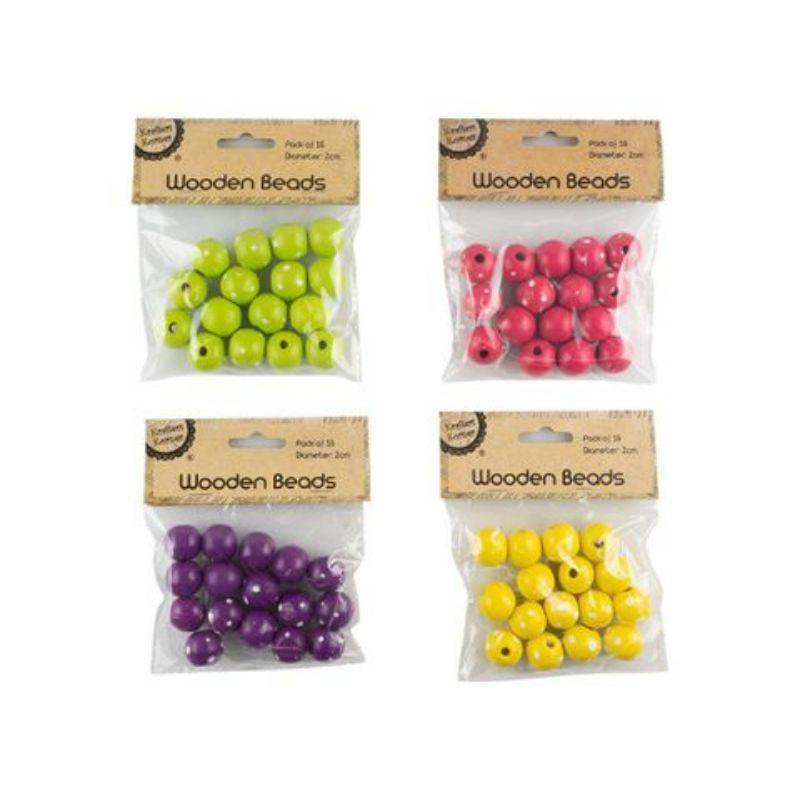 16 Pack Polka Dot Wooden Beads - 2cm - The Base Warehouse