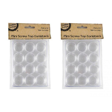 12 Pack Mini Screw Top Canisters - 3cm x 1.3cm - The Base Warehouse