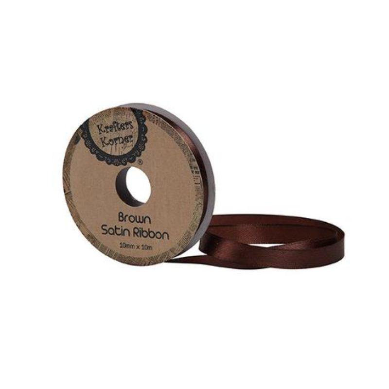 Satin Brown Ribbon - 10mm x 10m - The Base Warehouse