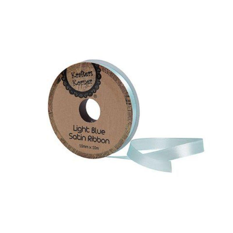 Satin Light Blue Ribbon - 10mm x 10m - The Base Warehouse