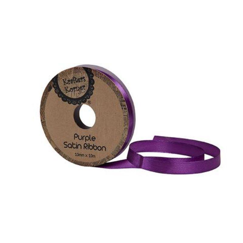 Satin Purple Ribbon - 10mm x 10m | The Base Warehouse