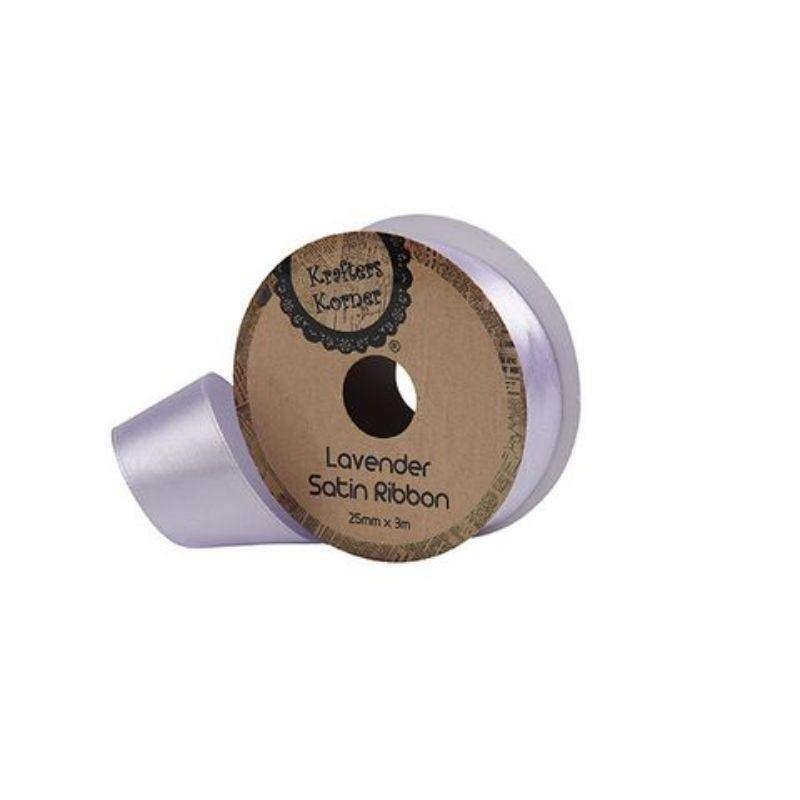 Satin Lavender Ribbon - 25mm x 3m - The Base Warehouse