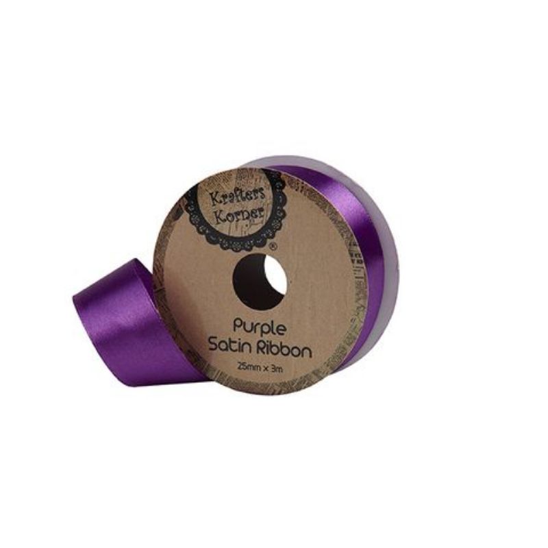 Satin Purple Ribbon - 25mm x 3m | The Base Warehouse