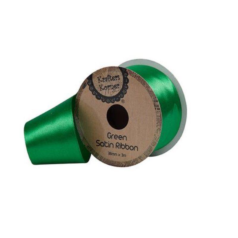 Satin Green Ribbon - 38mm x 3m | The Base Warehouse