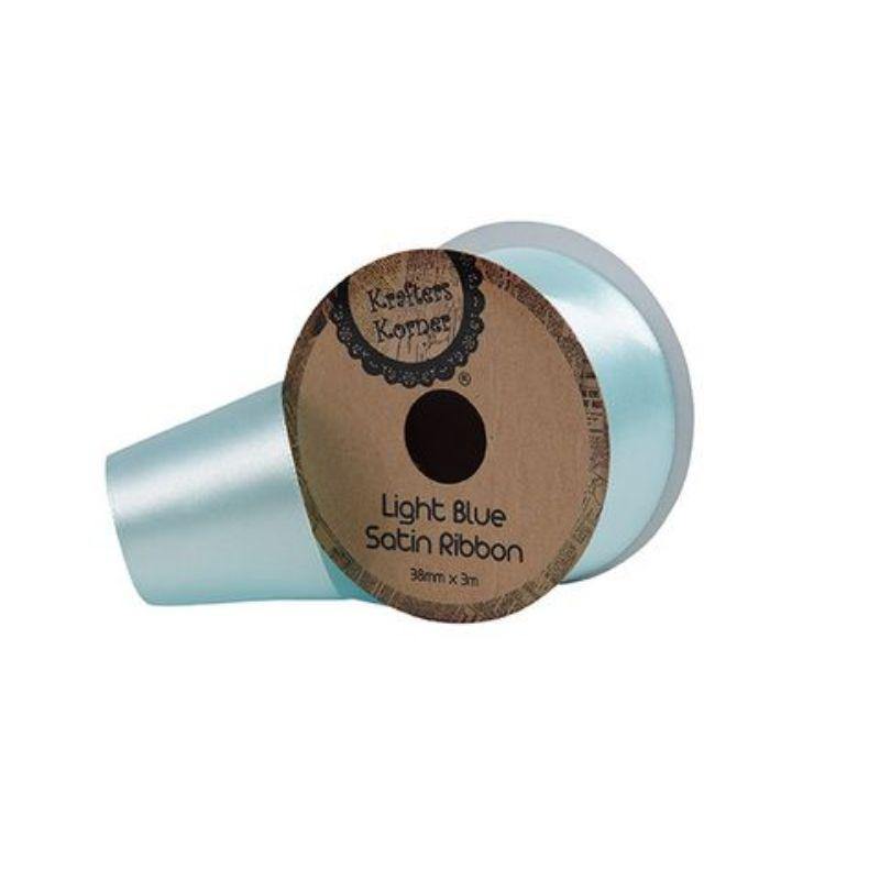 Satin Light Blue Ribbon - 38mm x 3m - The Base Warehouse