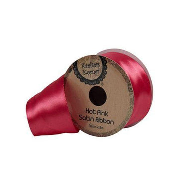 Satin Hot Pink Ribbon - 38mm x 3m - The Base Warehouse