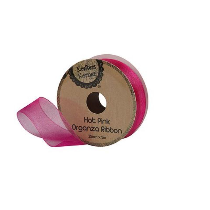 Organza Hot Pink Ribbon - 25mm x 5m