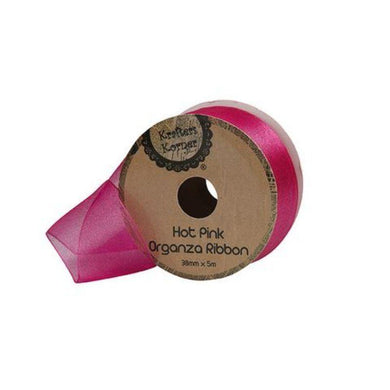 Organza Hot Pink Ribbon - 38mm x 5m - The Base Warehouse