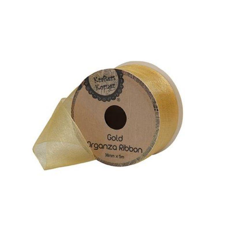 Organza Gold Ribbon - 38mm x 5m - The Base Warehouse