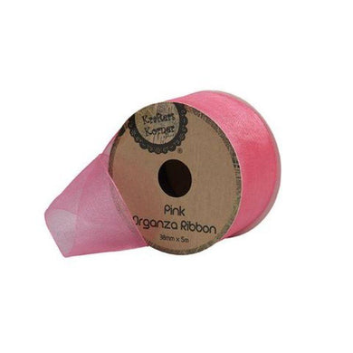 Organza Pink Ribbon - 38mm x 5m - The Base Warehouse