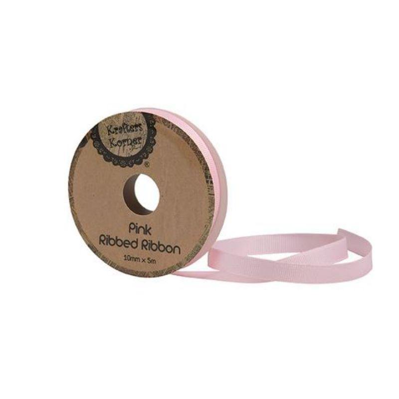 Ribbed Pink Ribbon - 10mm x 5m