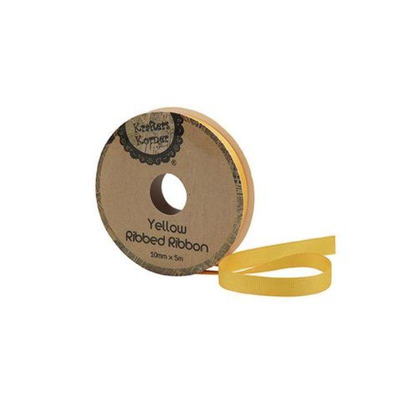 Ribbed Yellow Ribbon - 10mm x 5m | The Base Warehouse
