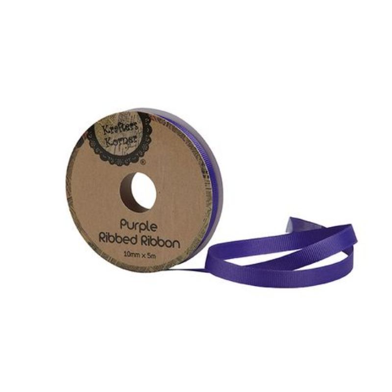 Ribbed Purple Ribbon - 10mm x 5m
