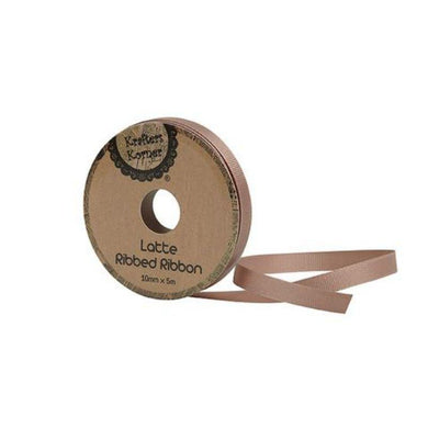Ribbed Latte Ribbon - 10mm x 5m - The Base Warehouse