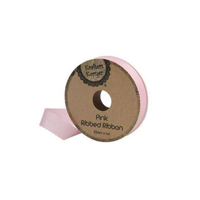 Ribbed Pink Ribbon - 15mm x 4m - The Base Warehouse