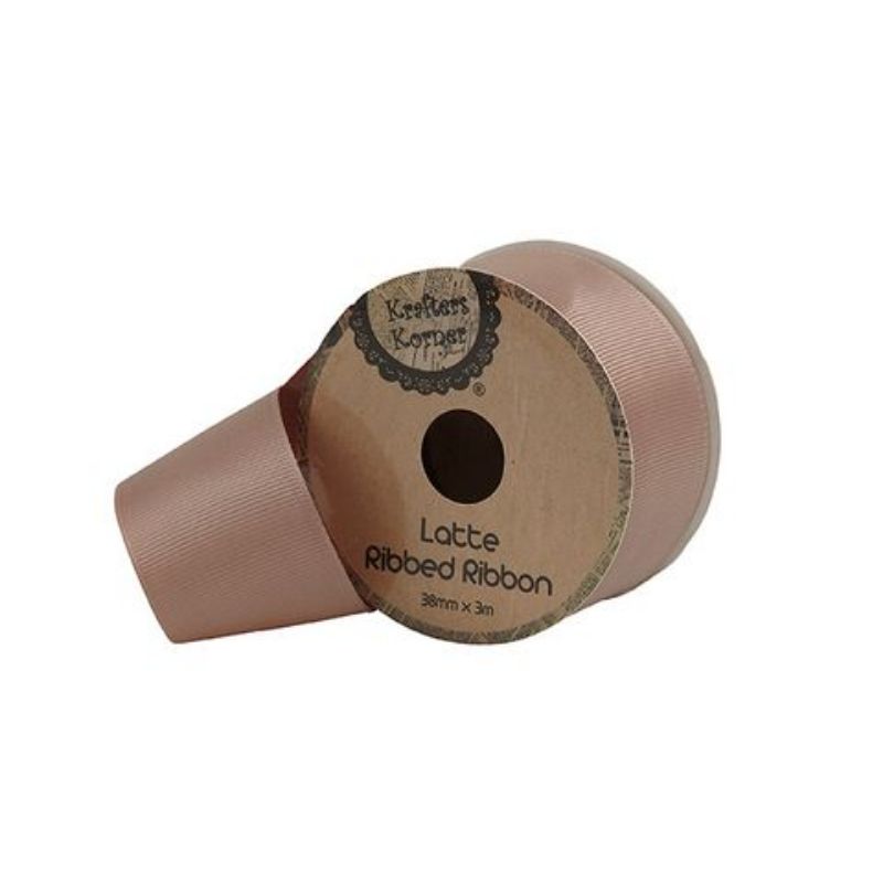Ribbed Latte Ribbon - 38mm x 3m | The Base Warehouse