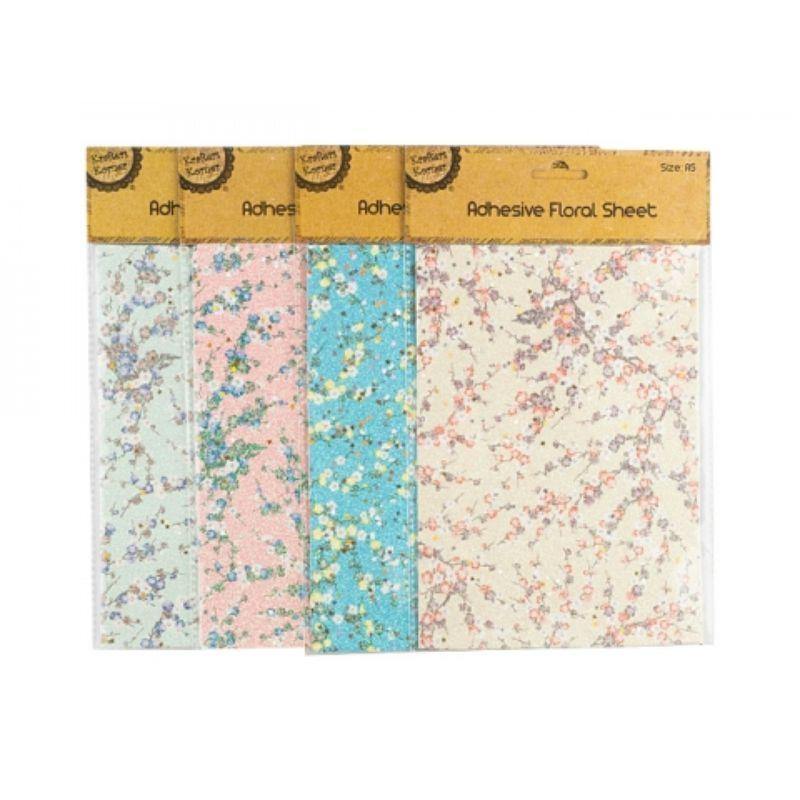 A5 Floral Glitter Sheet - 15cm x 21cm - The Base Warehouse