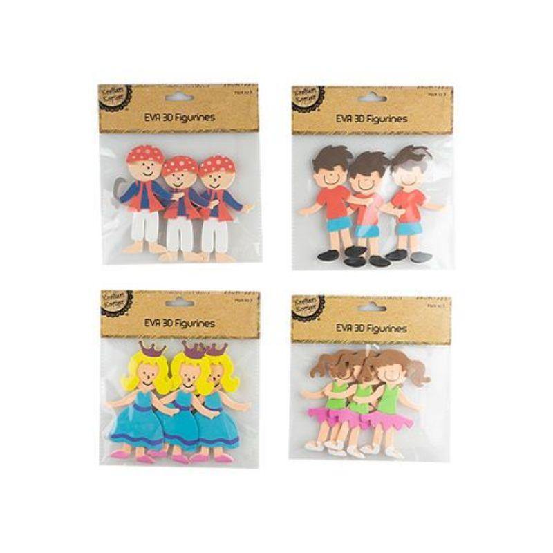 3 Pack EVA 3D Boy Girl Stickers - 12cm - The Base Warehouse