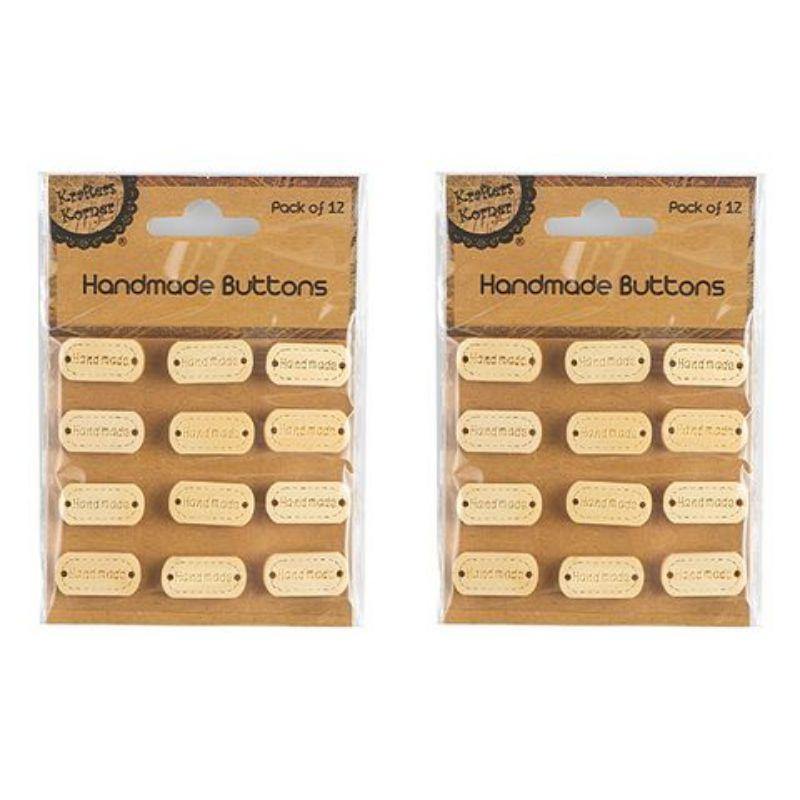 12 Pack Handmade Wooden Buttons - 25mm x 12mm - The Base Warehouse