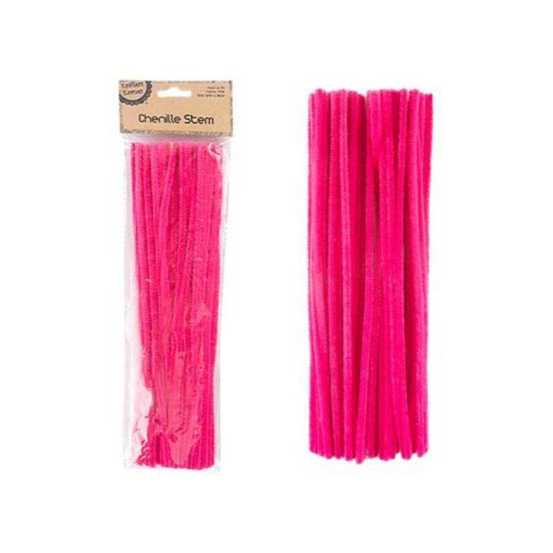 50 Pack Pink Chenille Stems - 6mm x 30cm