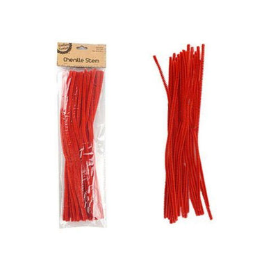 50 Pack Red Chenille Stems - 6mm x 30cm - The Base Warehouse