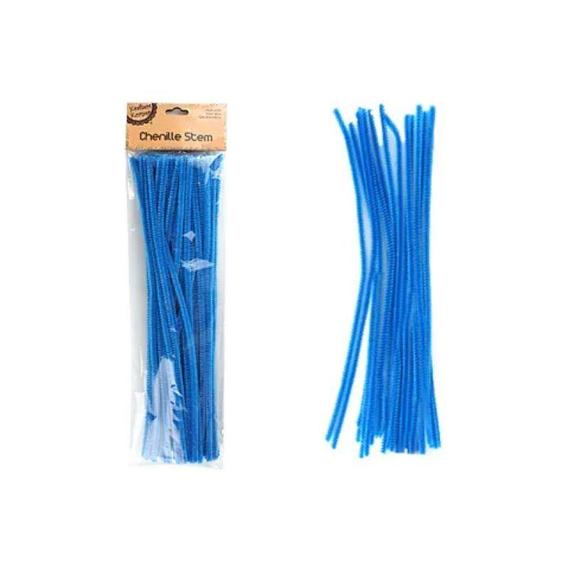 50 Pack Blue Chenille Stems - 6mm x 30cm - The Base Warehouse