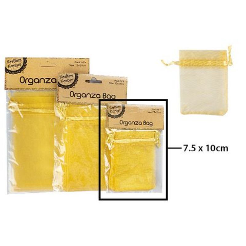 6 Pack Gold Organza Bags - 7.5cm x 10cm