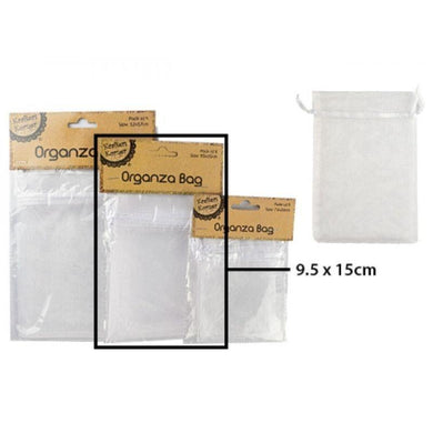 6 Pack White Organza Bag - 9.5cm x 15cm - The Base Warehouse