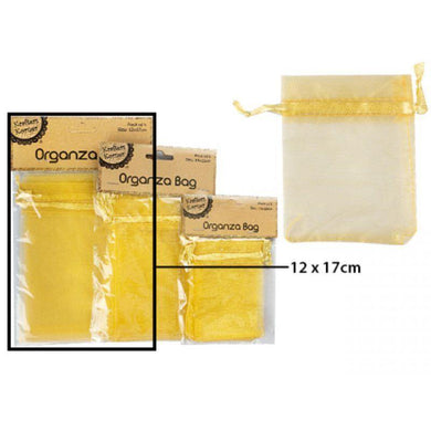 4 Pack Gold Organza Bag - 12cm x 17cm - The Base Warehouse