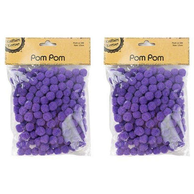 200 Pack Purple Pom Poms - 1.5cm - The Base Warehouse