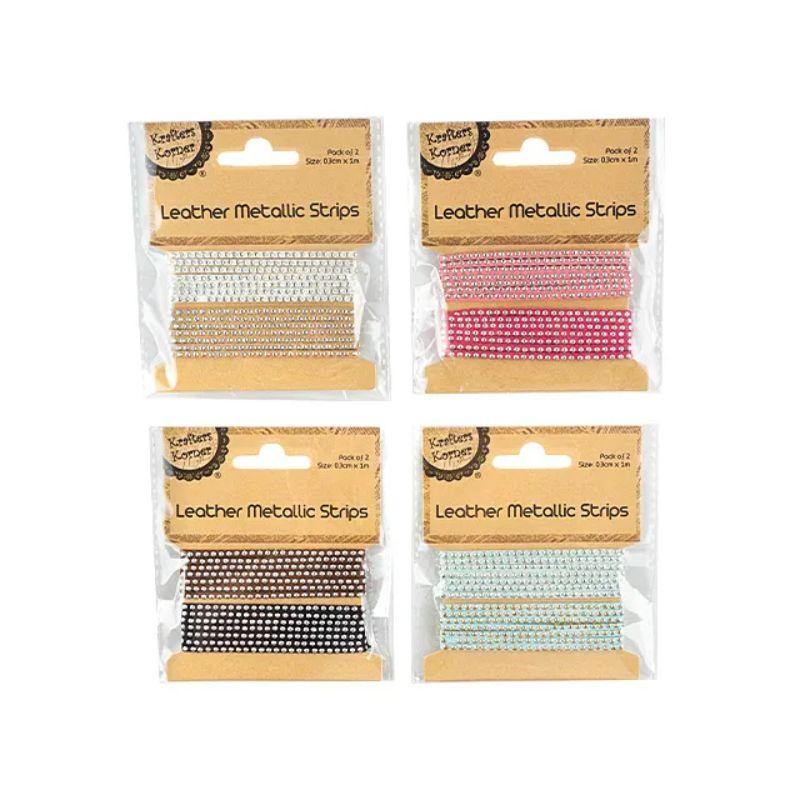 Metallic Leather Strips - 1m - The Base Warehouse