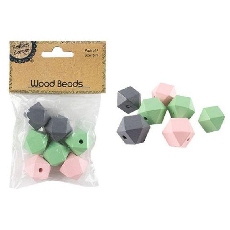 7 Pack Hex Wood Beads - 20mm - The Base Warehouse