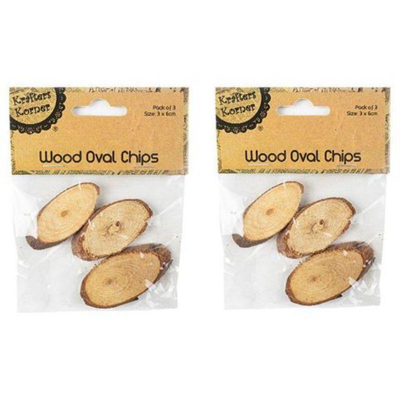 3 Pack Wood Oval Chips - 3cm x 6cm - The Base Warehouse