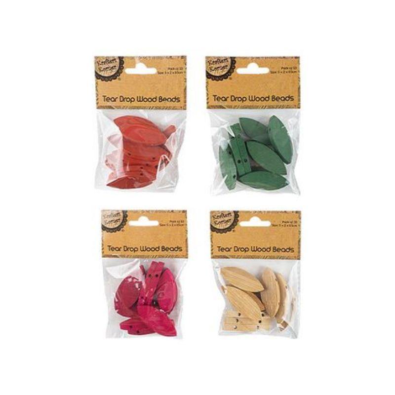 10 Pack Tear Drop Colour Beads - 5cm x 2cm x 0.5cm - The Base Warehouse