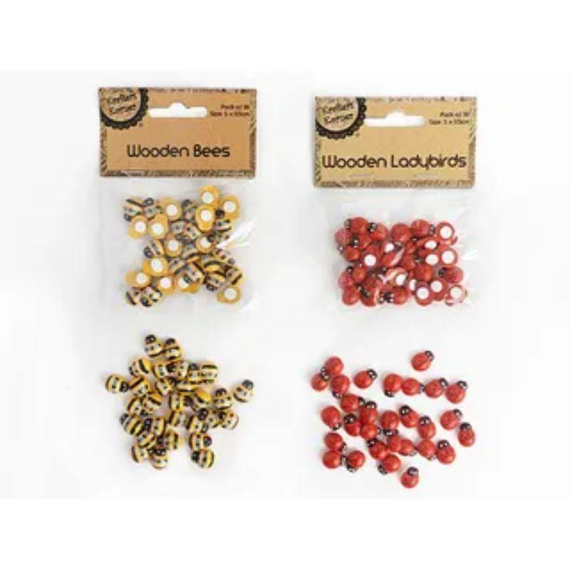 30 Pack Craft Wood Insects - 1cm x 0.5cm - The Base Warehouse