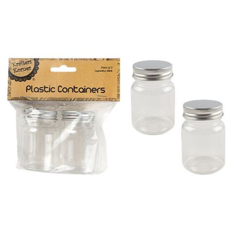 2 Pack Plastic Containers - 60ml