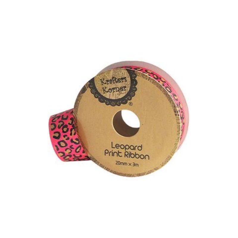 Pink Leopard Ribbon - 20mm x 3m