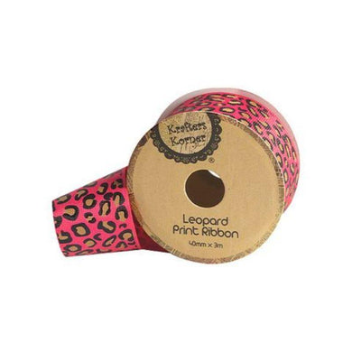 Pink Leopard Ribbon - 40mm x 3m - The Base Warehouse