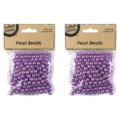 Lavender Pearl Beads 8mm - 50g - The Base Warehouse