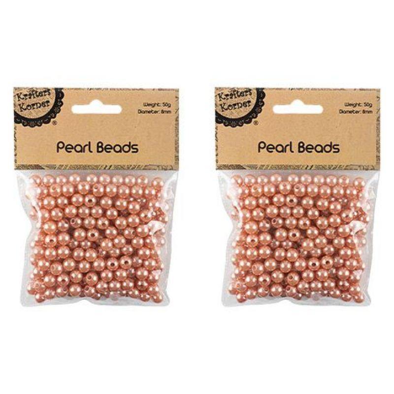 Rose Gold Pearl Beads 8mm - 50g - The Base Warehouse