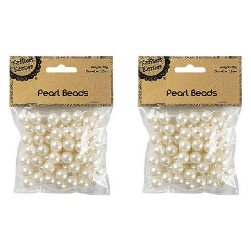 Cream Pearl Beads 12mm - 50g - The Base Warehouse