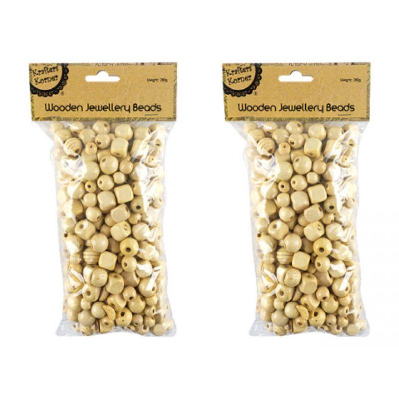 Natural Wooden Jewellery Beads - 280g - The Base Warehouse