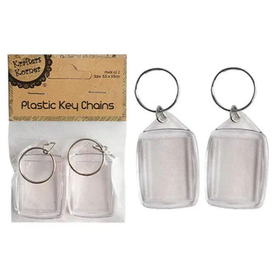 2 Pack Plastic Rectangle Key Chains - 5.5cm x 3.5cm - The Base Warehouse