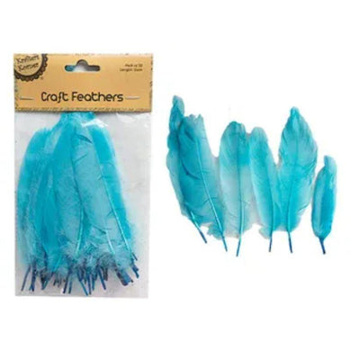 50 Pack Blue Feathers - 14cm - The Base Warehouse