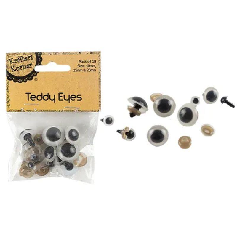10 Pack Teddy Eyes Screw - The Base Warehouse